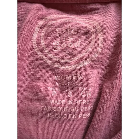 Life is Good rose pink Rapid Transit long slv relaxed tshirt S whimsical CUTE - Picture 4 of 9